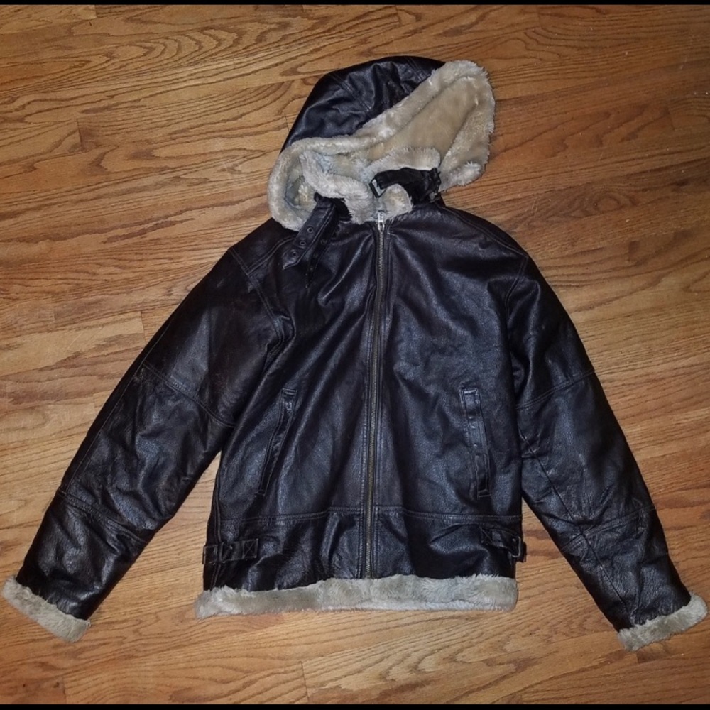 Leather Limited Hooded Fur Lined Winter Coat